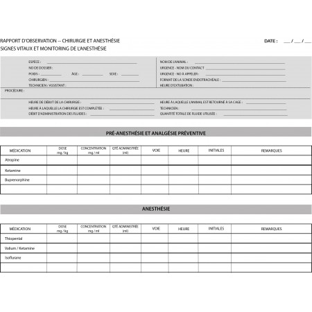 CHIRURGIE ANESTHÉSIE - RAPPORT D'OBSERVATION