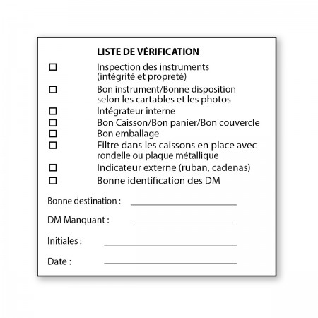 LISTE DE VÉRIFICATION