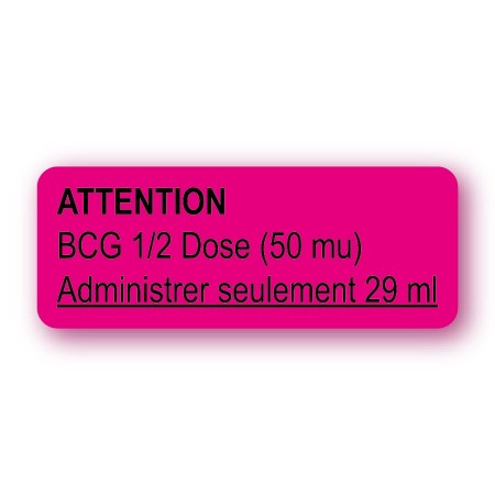 CAUTION BCG 1/2 DOSE