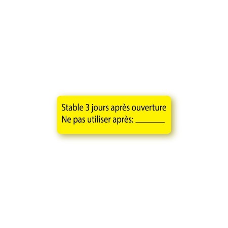 STABLE 3 JOURS APRÈS OUVERTURE. NE PAS UTILISER APRÈS ______________