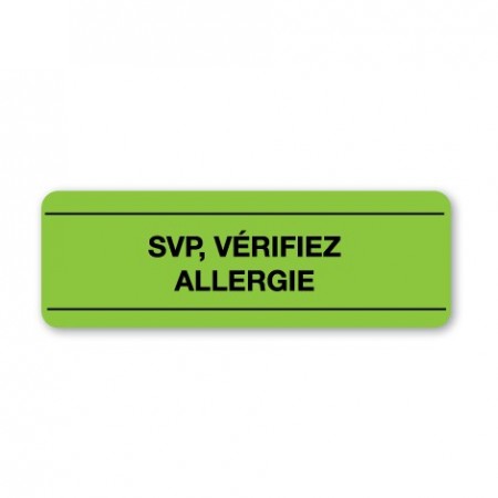 SVP, VÉRIFIEZ ALLERGIE